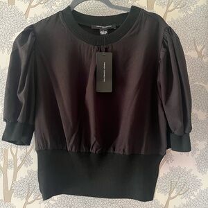 French Connection Black Puff Sleeve Blouse